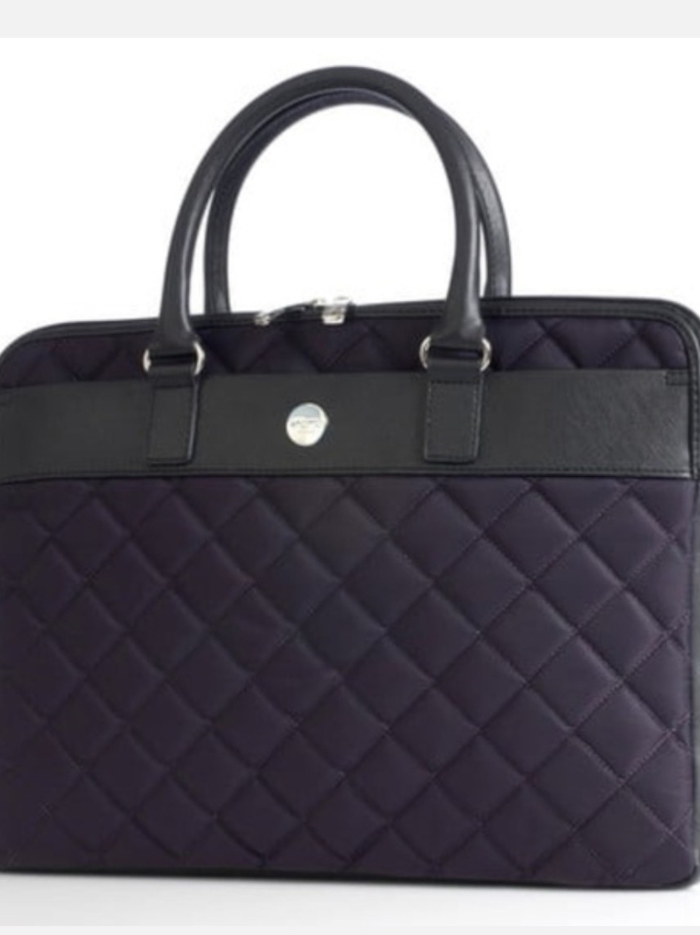 Knomo London Quilted Laptop Bag with Black Leather Trim